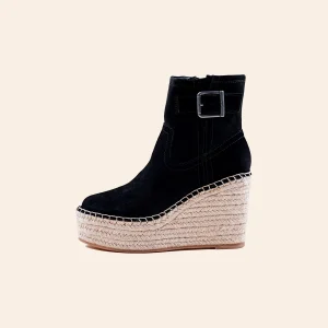 BOTIN CUÑA ALTA SERRAJE HEBILLA NEGRO CIERZO