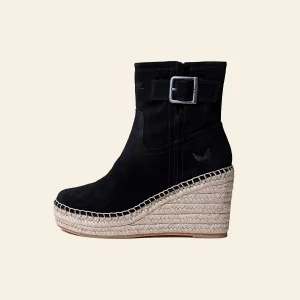 BOTIN CUÑA MEDIA   SERRAJE HEBILLA NEGRO LEZNA