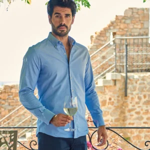 Camisa Antisudor Casual Oxford Azul